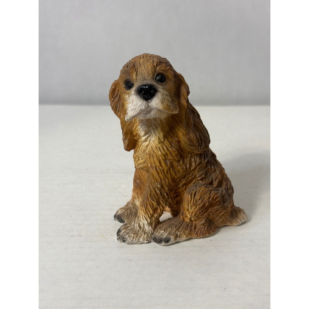 Vintage Cocker Spaniel Dog Figurine Brown Realistic Textured Resin Statue